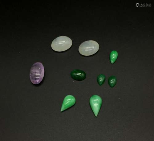 CHINESE GROUP OF 9 JADE CABOCHON