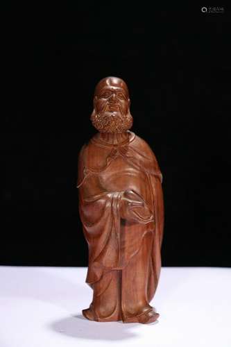 CHINESE HARDWOOD FIGURE OF LOHAN