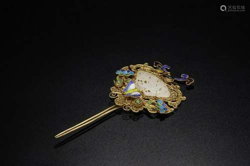 CHINESE GILT SILVER WIRE HAIRPIN