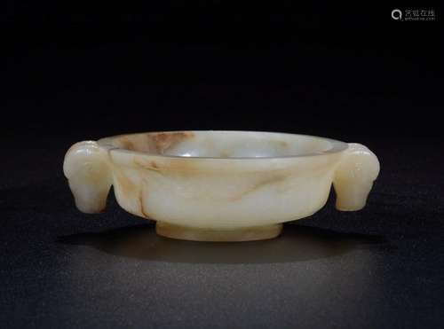 CHINESE WHITE JADE CARVED WATER COUPE