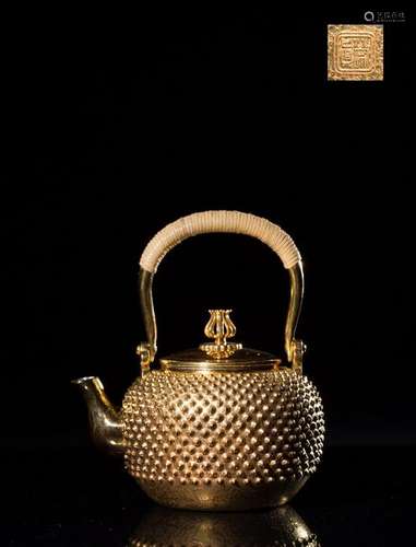 JAPANESE GILT SILVER TEAPOT