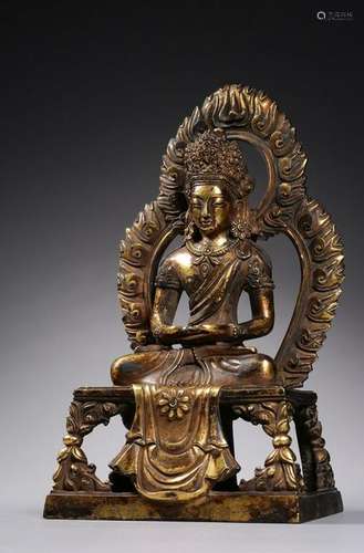 CHINESE GILT BRONZE FIGURE OF GUANYIN