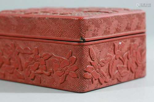 CHINESE CINNABAR LACQUER COVER BOX