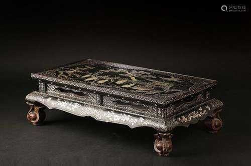 CHINESE WOODEN TEA TABLE INLAY MOTHER OF PEARL