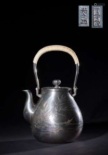 JAPANESE SILVER TEAPOT WITH MARK