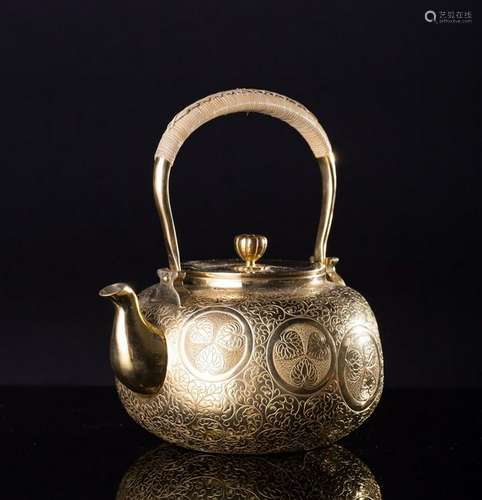 JAPANESE GILT SILVER TEAPOT