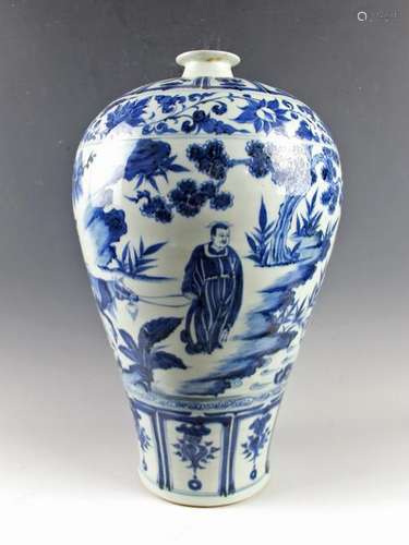 CHINESE BLUE WHITE PORCELAIN MEIPING VASE