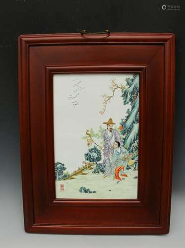 CHINESE FAMILLE ROSE FIGURAL PORCELAIN PLAQUE