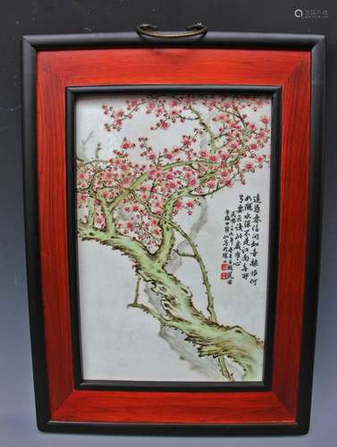 CHINESE FAMILLE ROSE PORCELAIN PLAQUE