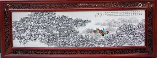 CHINESE LANDSCAPE PORCELAIN PLAQUE, SNOW SCENE