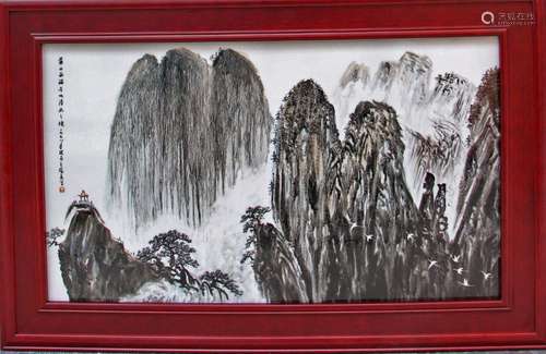 CHINESE LANDSCAPE PORCELAIN PLAQUE