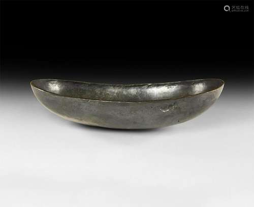 Sassanian Boat-Shaped Silver Bowl