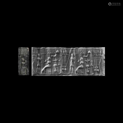 Western Asiatic Cylinder Seal with Seated Figure