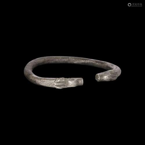 Silver Bracelet with Animal Head Terminals