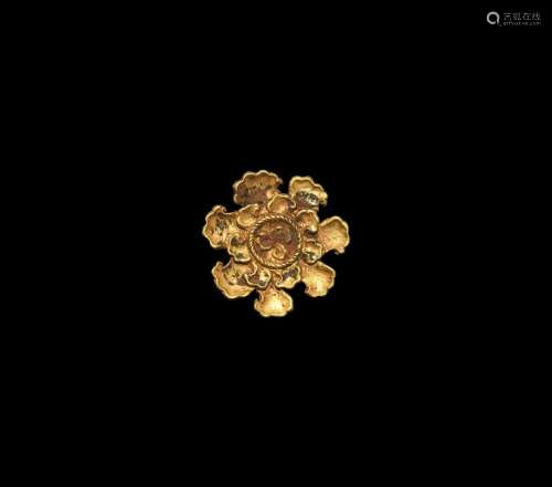 Chinese Qing Gold Rosette Plaque