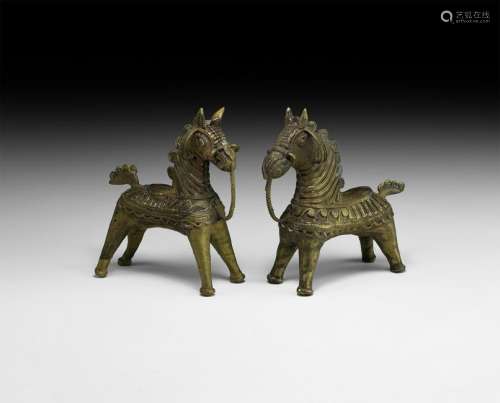 Cambodian Horse Statue Pair