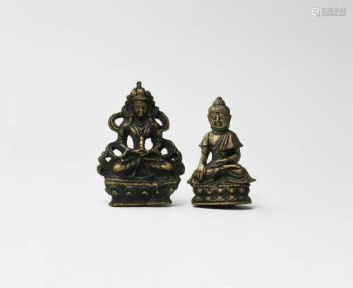 Sino-Tibetan Miniature Figurine Pair