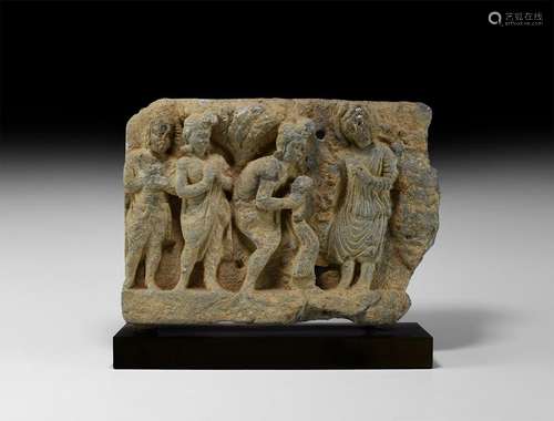 Gandharan Frieze Section with Robed Figures