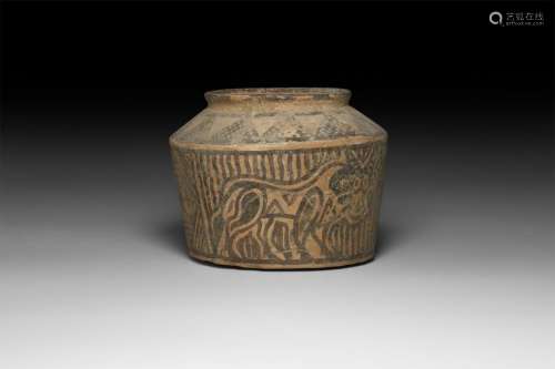 Indus Valley Mehrgarh Bowl Jar with Bull and Lion