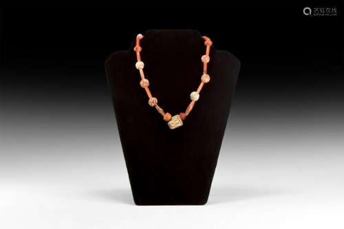 Indus Valley Etched Carnelian Bead Necklace