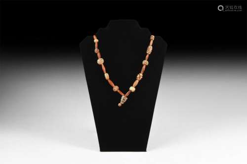 Indus Valley Etched Carnelian Bead Necklace