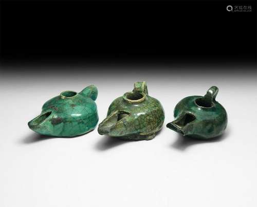 Islamic Glazed Oil Lamp Group