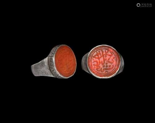 Islamic Timurid Silver Ring Calligraphic Gemstone