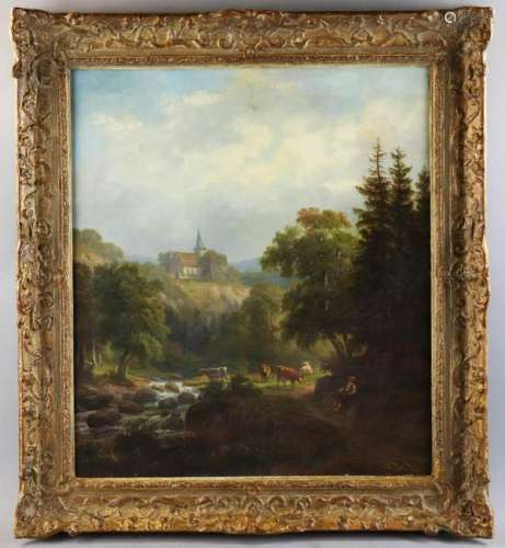 Herman Herzog, Landscape with Sheppard