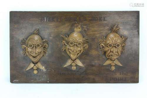 Dinklespiel's Joke Carved Oak Plaque