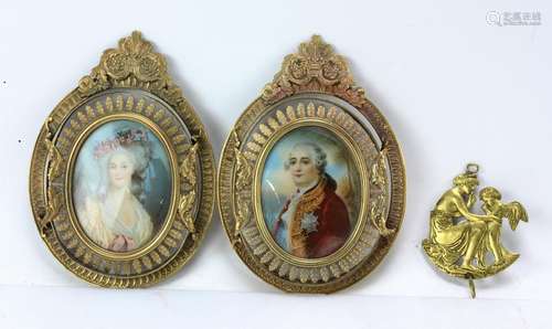 Pair of French Louis XVII Style Miniatures and Hanger