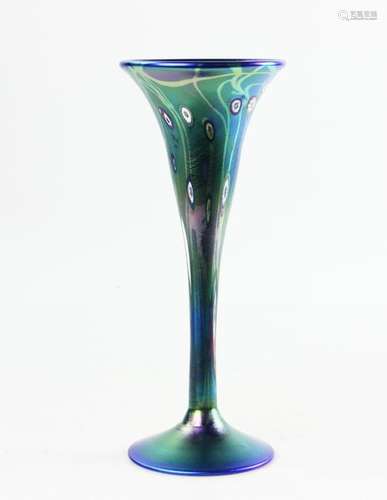 Iridescent Glass Trumpet Form Vase