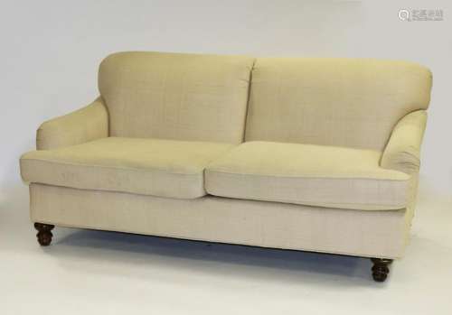 Baker Furniture Raw Linen Upholstered Sofa