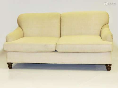 Baker Furniture Raw Linen Upholstered Sofa