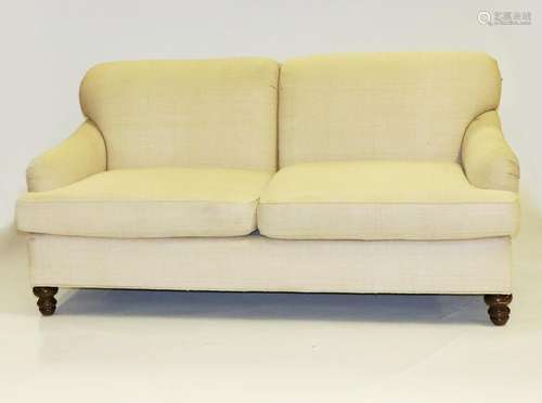 Baker Furniture Raw Linen Upholstered Sofa