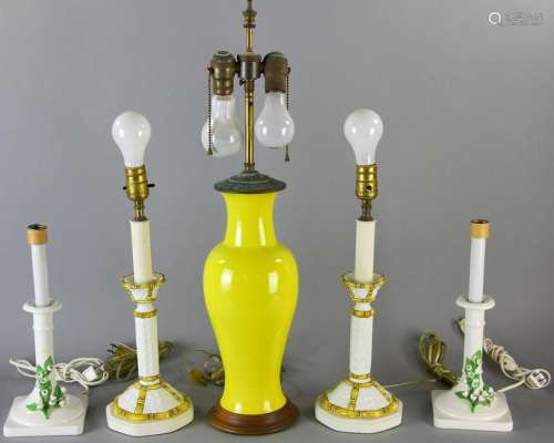 Two Pair of Candlestick Lamps