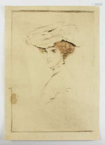 Attr to Paul Cesar Helleu, Drypoint of Woman