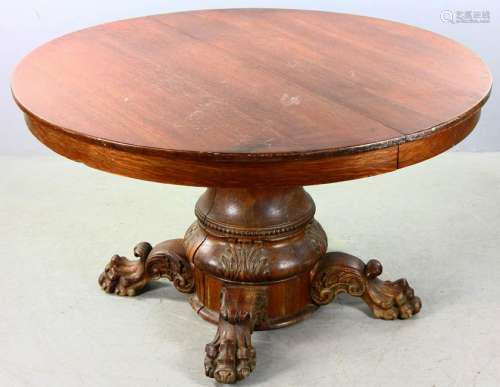 Antique Carved Oak Claw Foot Table