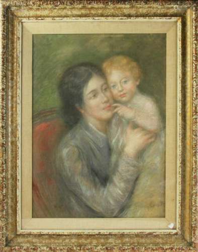 In Manner of Mary Cassatt, Mother and Child, Pastel