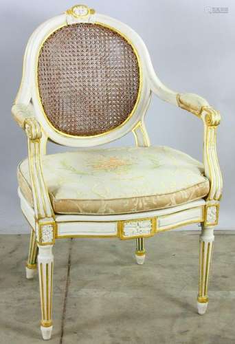 French Style Armchair, Gold and Ivory
