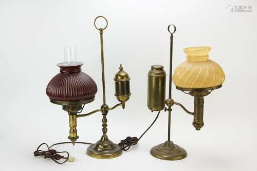 Two Student Brass Lamps