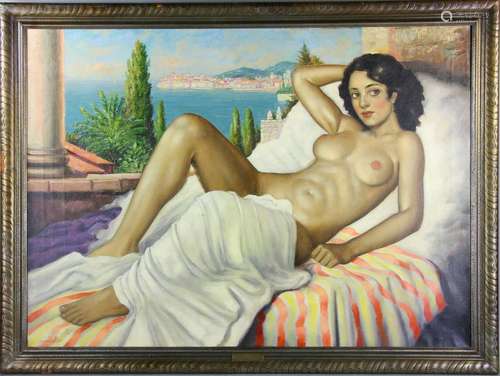 Signed Herrfeldt, Nude with Bedsheet