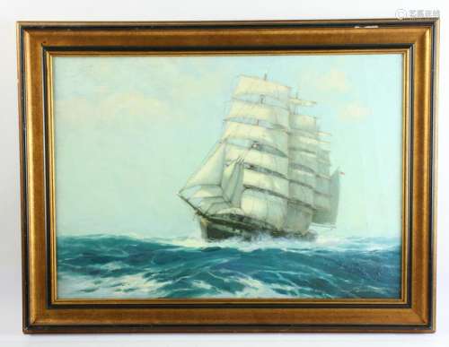 Bessonnat, Ship at Full Sail, Oil on Canvas