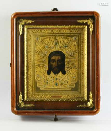19thC Russian Icon, Portrait of Jesus
