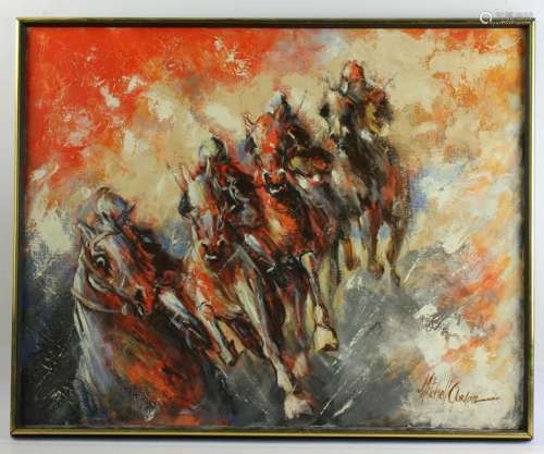 Mitchell Gorden, Horse Race, Oil on Canvas
