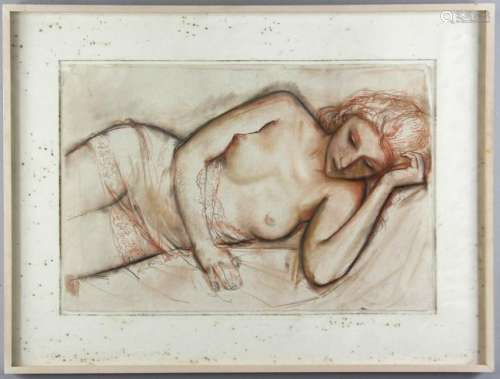 Pastel Portrait of a Semi Nude Woman