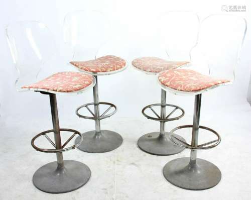 Set of Four Lucite Bar Style Chairs