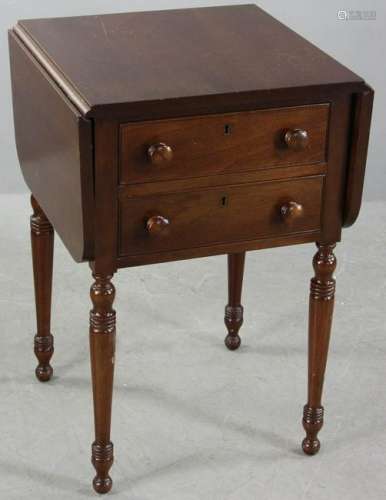 Two Drawer Mahogany Drop Leaf Stand