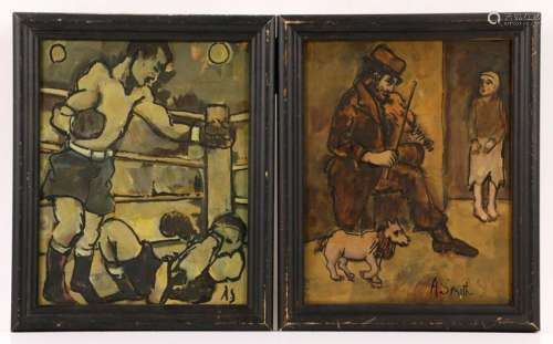 Smith, Two Illustrations, Oil on Board
