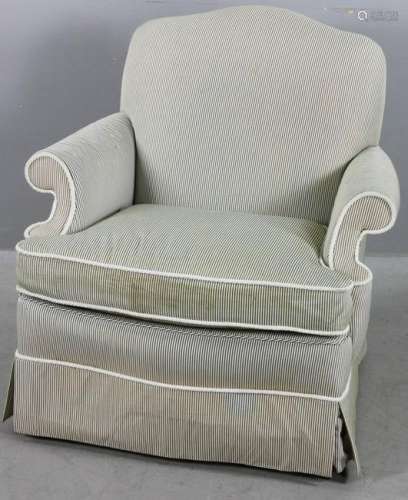 Custom Striped Upholstered Armchair