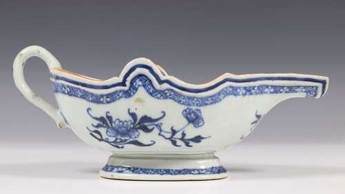 China, blauw wit porseleinen sauskom, Qianlong,met…